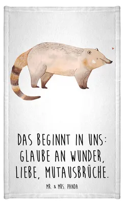Produktbild von Mr. & Mrs. Panda Handtuch Nasenbär - Weiß - Geschenk, Design, Lustige Sprüche, Gästetuch, Frotteetuch, baumwolle, Rüsselbär, Klein, Bär, Nasenbären
