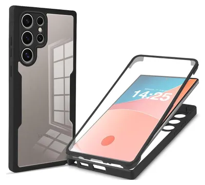 Produktbild von 360 Grad Rundum Schutz Handyhülle für Samsung Galaxy S24 Ultra Full Cover Vollschutz Case Farbe: Schwarz
