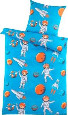 Produktbild von Mikrofaser Kinder Bettwäsche 2-tlg 80x80 135x200 Weltall