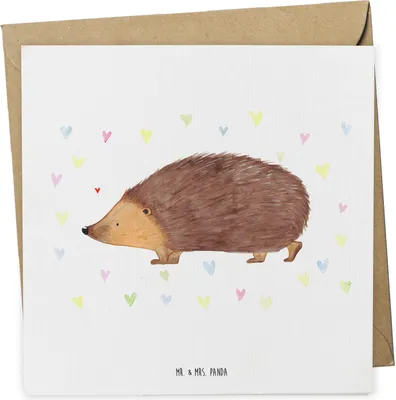 Produktbild von Mr. & Mrs. Panda Grußkarte Igel Herzen - Weiß - Geschenk, Leben, Vertrauen, Glückwunschkarte, Herz, Gute Laune, anlasskarte, Klappkarte, faltkarte, doppelkarte, Liebe