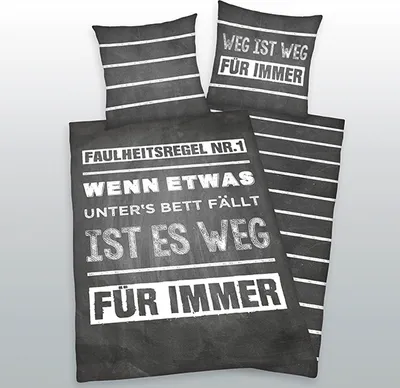 Produktbild von Renforcé-Bettwäsche "Wenn etwas unters Bett fällt" 135 x 200/80 x 80 cm Stand.-Var.