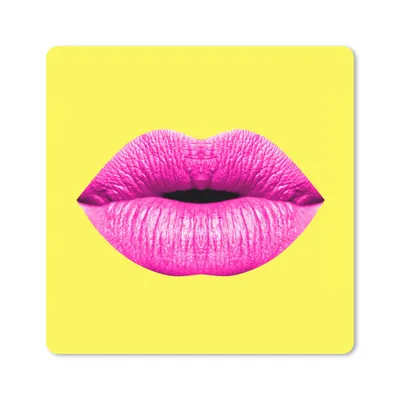 Produktbild von MuchoWow® Mauspad Mousepad Lippen - Rosa - Gelb 30x30 cm - Mousepads - Maus Mat - Pad - Mausunterlage - Gaming