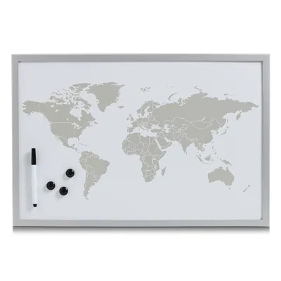 Immagine prodotto di '''Zeller magnetic/writing board ''''World'''', grigio alluminio, 60 x 40 cm, 11573'''