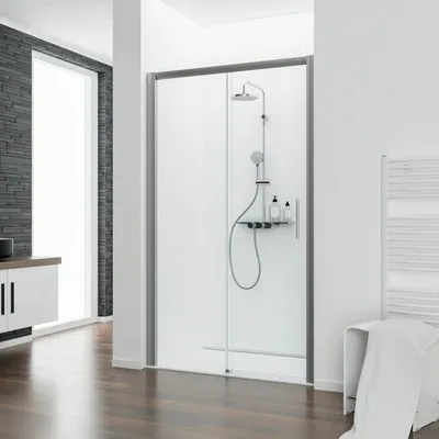 Produktbild von SCHULTE Duschtür in Nische mit Gleittür/Schiebetür Kristall/Trend 120 x 200 cm Profil aluminium Klarglas Türanschlag lin
