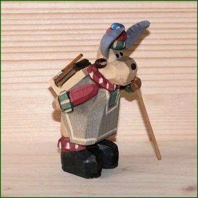 Immagine prodotto di Figura di legno a forma di alce, intagliata a mano, altezza 9 cm, NUOVA