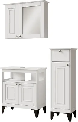 Zdjęcie produktu dla Zestaw mebli łazienkowych Vicco Vanity Biały 3-częściowy, Model 54391