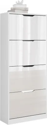 Obrázek produktu pro Výklopník na boty Vicco Luca Bílá/bílý vysoký lesk 59 x 137 cm se 4 výklopnými zásuvkami, Model 51916
