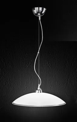 Image de Suspension En Verre 6002, Lustre Moderne Blanc, Culot E27 Max 60W, Diamètre 45 Cm, Hauteur Réglable 120 Cm Pour Intérieur - Luminaire Par Perenz