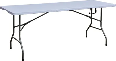 Immagine prodotto di Tavolo buffet da giardino tavolo pieghevole pieghevole bianco grigio 180x70x74cm NIKOLAUS resistente alle intemperie giardino terrazzo balcone