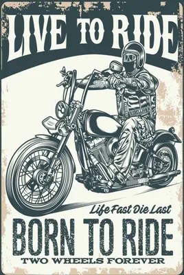 Produktbild von vianmo Holzschild 30x20 cm Biker Motorrad born to ride
