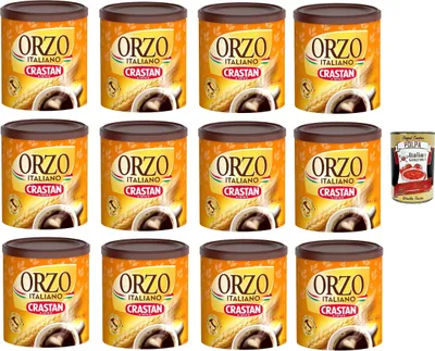 Produktbild von Crastan Orzo 100% italien Instant lösliche Gerste Getreidekaffee Kaffee 12x 120gr + Italian Gourmet polpa 400g