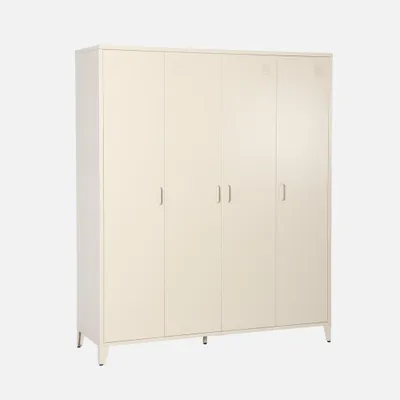 Produktbild von sweeek - Industrieller Metall-Kleiderschrank mit 4 Türen, 10 Regalböden, 1 Kleiderstange - Beige