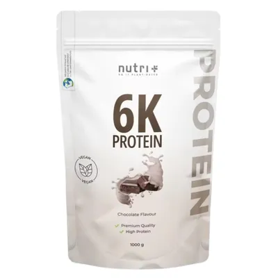 Productafbeelding van nutri+ 6K Proteïnepoeder Chocolade 1 kg. Eiwitpoeder, proteïneshake, vegan, meercomponentenproteïne