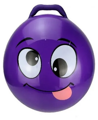 Image de Ballon sauteur smiley qui tire la langue 55 cm violet - skippy ball - jeu pour rebondir enfant