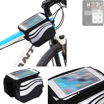 Produktbild von K-S-Trade Rahmentasche Fahrrad-Halterung kompatibel mit Emporia Smart.4 Rahmenhalterung Fahrrad Handyhalterung Fahrradtasche Handy Smartphone