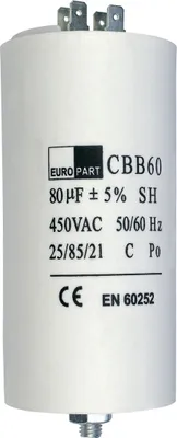 Produktbild von Anlauf Kondensator mit Steckfahnen 80,00 µF 450 V ua. für elektrische Hausgeräte