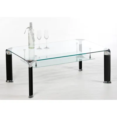 Zdjęcie produktu dla Alberto Couchtisch: Modernes Design aus Sicherheitsglas & Metall, 100x42x60cm, mit 2 Ablagen, Einfach zu montieren, Stilvoll & Praktisch