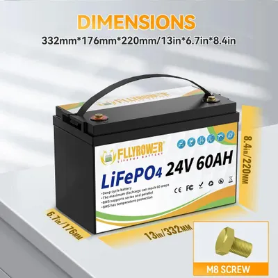 Produktbild von Lithium-Eisenphosphat-Akku, 24V, 60Ah, über 8000 Ladezyklen, IP65 wasserdicht, geeignet für Wohnmobile und Solaranlagen