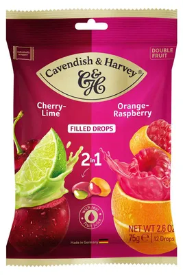 Produktbild von Cavendish & Harvey Cherry-Lime & Orange-Rasperry Filled Drops 75g