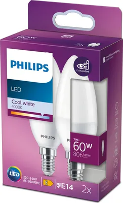 Obrázok produktu pre Philips 8719514310216, 7 W, 60 W, E14, 806 lm, 15000 h, Studená biela