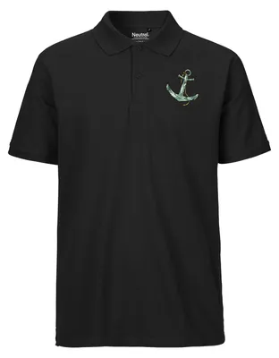 Produktbild von Huuraa Herren Polo Shirt Anker Anchor S Black Bio Baumwolle Fairtrade Poloshirt Geschenkidee
