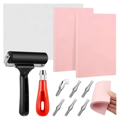 Image de Jeu de tampons pour travaux manuels créatifs, avec des outils de gravure sur linoléum