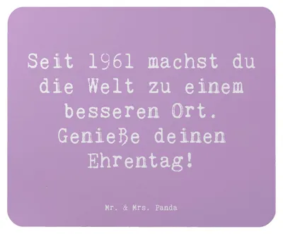 Produktbild von Mr. & Mrs. Panda Mouse Pad Spruch 1961 Geburtstag Freuden - Lavendeltraum - Geschenk, Happy Birthday, computer mauspad, Erinnerungen, Glückwunsch, genieße deinen Ehrentag