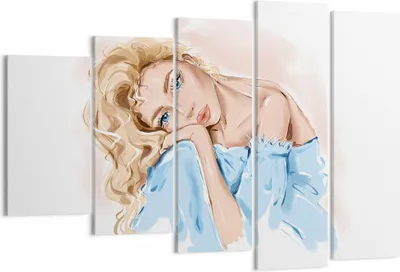 Produktbild von Bild auf Leinwand - Leinwandbild - 5 Teile - Nachdenklich Frau Blond - 150x100cm - Wand Bild - Wanddeko - Wandbilder - Leinwanddruck - Bilder - Wanddekoration - Leinwand bilder - EG150x100-5083