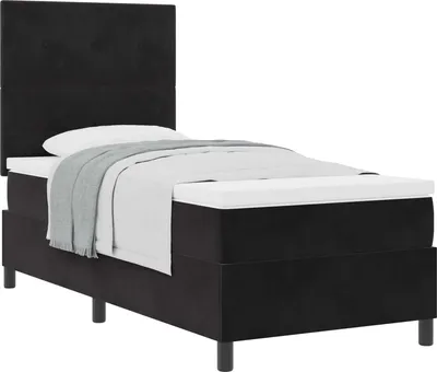 Zdjęcie produktu dla Łóżko sprężynowe z materacem Czarny 90 x 190 cm Aksamit