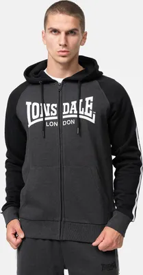 Produktbild von Herren Kapuzensweatjacke mit Reißverschluss normale Passform GLENTRUAN Marl Anthra/Black/White L Lonsdale