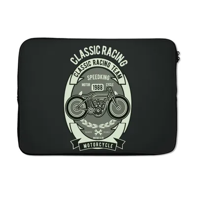 Produktbild von MuchoWow® Laptop Hülle 14 ZollMotorrad - Zeichnung - Retro Laptoptasche - Laptoptasche - Stoßsicher - Schutzhaube