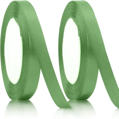 Immagine prodotto di Nastro verde da regalo, confezione da 2 pezzi, larghezza 10 mm, lunghezza 22 metri, nastro in raso, nastro decorativo