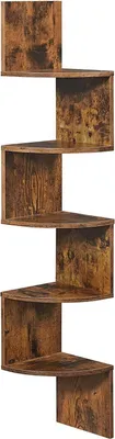 Produktbild von Eckregal - Wandregal mit 5 Ebenen - Schwebendes Regal - Platzsparend für Küche Schlafzimmer Wohnzimmer - Schokoladenbraun