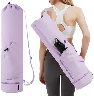 Imagen del producto de Bolsa para yoga Ibzenoa® con compartimento para objetos húmedos y portabotellas, fabricada en poliéster repelente al agua, para esterillas de yoga de 68x18,5 cm, con correa de hombro ajustable hasta 120 cm, disponible en varios colores