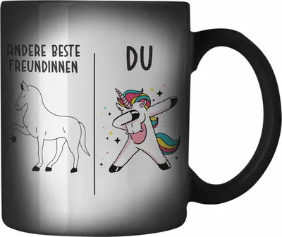 Produktbild von Trendation - Beste Freundin Farbwechsel Zauber-Tasse Mädchen Geschenke Geburtstag Farbwechsel Zauber-Tassen mit Sprüchen (Schwarz)
