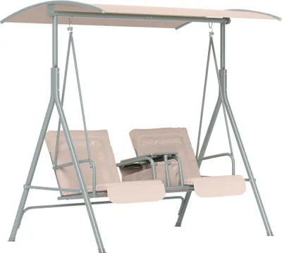 Produktbild von Hollywoodschaukel 2-Sitzer mit Becherhalter, Seitentasche & Sonnendach, 180kg