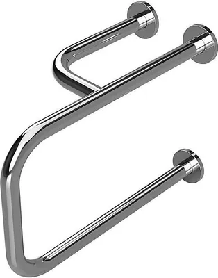 Produktbild von BELP Stützgriff Links Edelstahl poliert mit Abdeckung 235x380x516 mm, 120 kg Traglast für Bad & WC >> zum Bohren