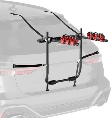 Produktbild von Wiltec Kofferraum Fahrradträger für 3 Fahrräder, Heckklappenfahrradträger Stahl, Fahrradträger für Heckklappe bis 45 kg, stabiler Heckklappenträger