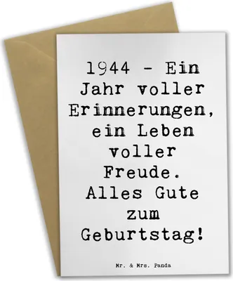 Produktbild von Mr. & Mrs. Panda babykarte Spruch 1944 Geburtstag - Weiß - Geschenk, osterkarten, weihnachtskarten, Alter, feiern, osterkarte, Grußkarten, Happy Birthday, Geburtsjahr