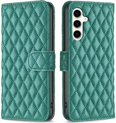 Produktbild von Samsung Galaxy S23 FE Hülle - BINFEN Rhombus Klapphülle - Grün