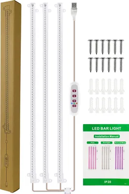 Produktbild von 3 Stäbe Pflanzenlichtstreifen für Zimmerpflanzen Pflanzenlampe LED Pflanzenlicht Vollspektrum mit Ein-/Aus-Timer 5 Helligkeiten Wachstumslampenleisten 50cm