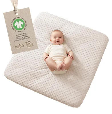 Produktbild von roba Spannbezug für Wickelauflagen 85 x 75 cm Frosty Almond - Abnehmbarer Bezug aus Baumwolle für Wickelunterlagen - &  100 - Beige