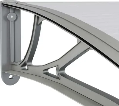 Imagen del producto de Marquesina para puerta gris y transparente de policarbonato 80x75 cm