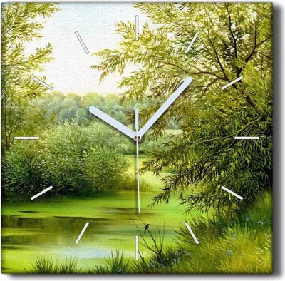 Produktbild von Coloray Hodiny Unikátní 30x30 cm  Tiché hodiny Pro obývací pokoj a kuchyň Nástěnné hodiny Plátno Černé ručičky hodin - Stromy řeky přírody