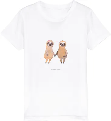 Produktbild von Mr. & Mrs. Panda Kleinkinder T-Shirt Faultier Pärchen 3-4 Jahre (98/104) - Weiß - Geschenk, Kinder Baumwoll, Teenager, Beziehung, Kindershirt, Mädchen, Verliebt, Liebe