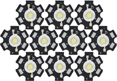 Obrázok produktu pre Sada 10 ks LED čipov 3 V – 3 W, 6500 K studená biela, ultra jasné, DIY svetelné moduly pre stropné svietidlá, bodové svietidlá a baterky
