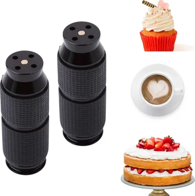 Produktbild von 2 Sahneschäumer, Sahnespender Düsen Sahnekapseln Offner Sahnewischer Ersatzteile Set(Schwarz)