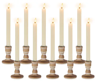 Immagine prodotto di Solidchoice - Set di 10 portacandele in legno - Stile rustico, ideale per le festività