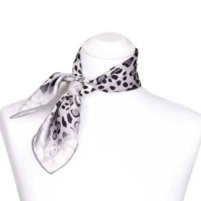 Produktbild von FRAAS Nickituch Halstuch Leopardenmuster grau reine Seide 53x53 cm