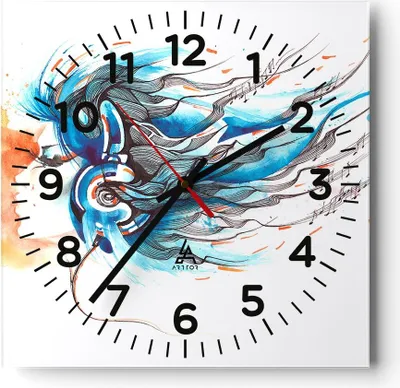 Produktbild von Wanduhr - Quadrat - Glasuhr - disco dj Mädchen Abbildung - 40x40cm - Schleichendes Uhrwerk - Lautlos - zum Aufhängen bereit - Dekoration Modern - Wanddekoration aus Glas - C4AC40x40-3029